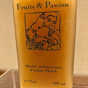 Vintage FRUITS & PASSION Foam Bath Glass Bottle Orange Cantaloup 17 Oz Rare NEW